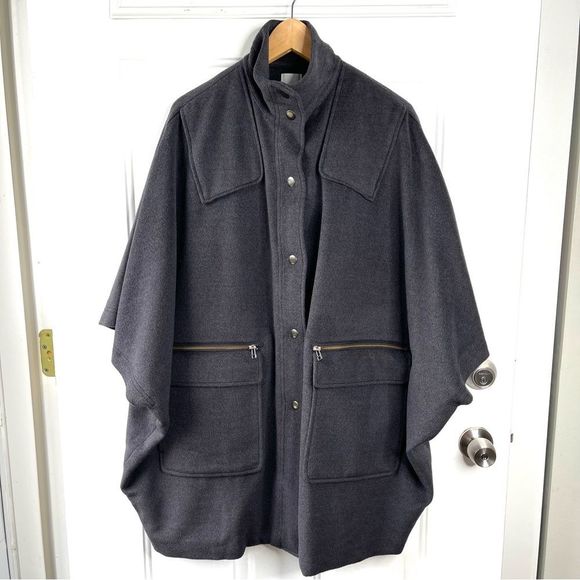 Leith Jackets & Blazers - Leith Wool Charcoal Grey Short Sleeve Oversized Jacket Size M/L